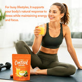 Leafroot Cortisol Drink Powder displayed on a kitchen counter
