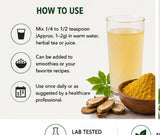 Leafy Organic Goldenseal Root Powder 100g on a wooden table
