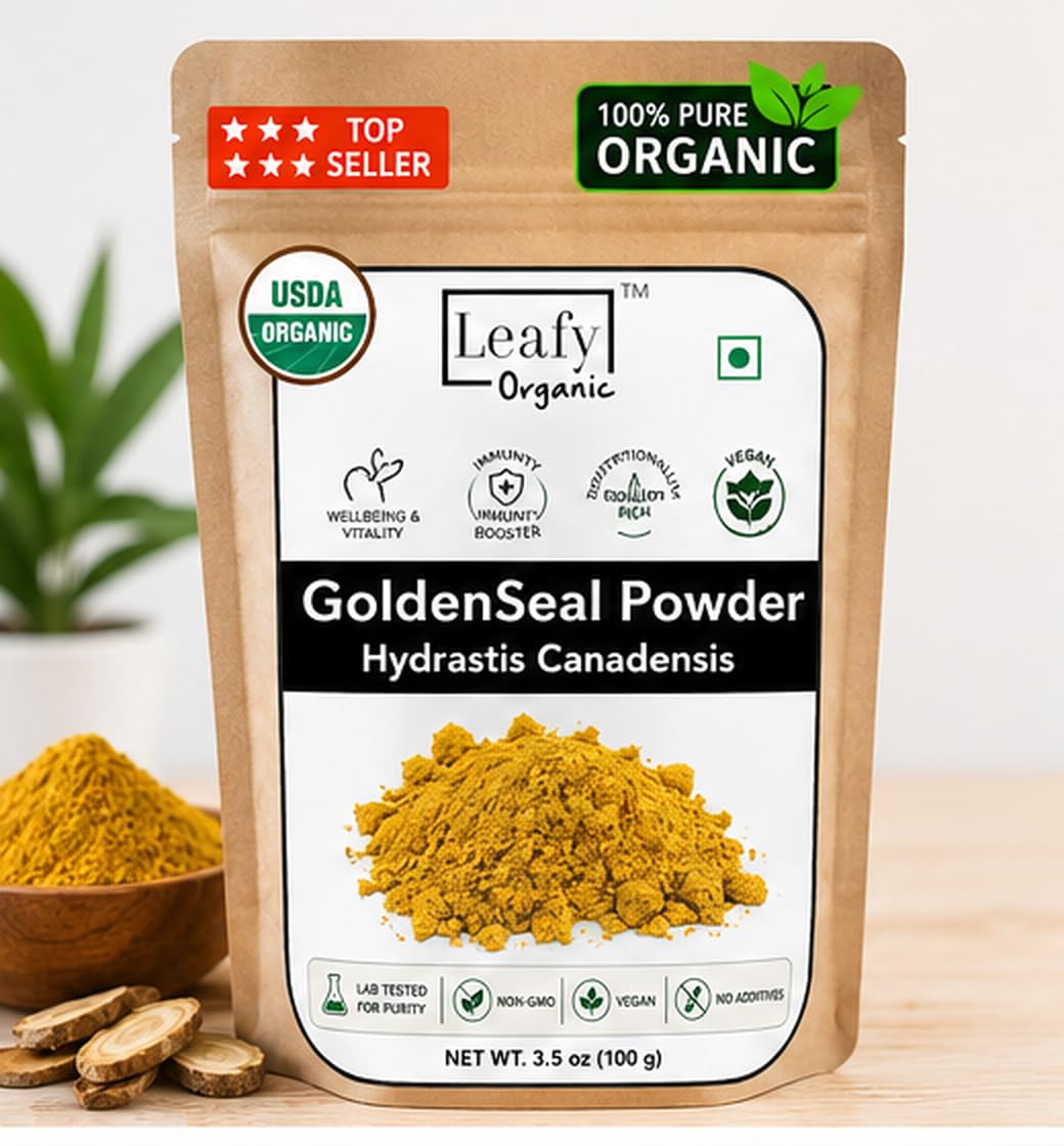 Leafy Organic Goldenseal Root Powder packaging side view