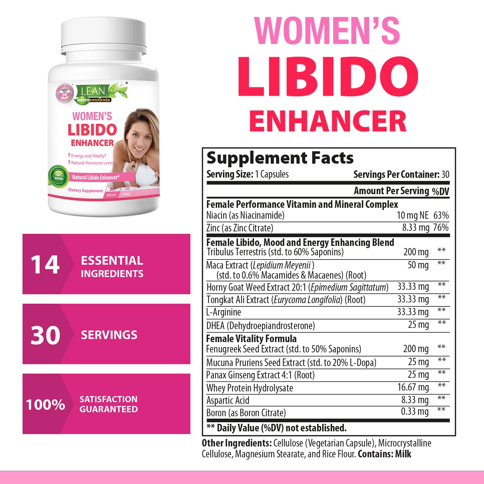 LEAN Nutraceuticals Horny Goat Weed Supplement back view