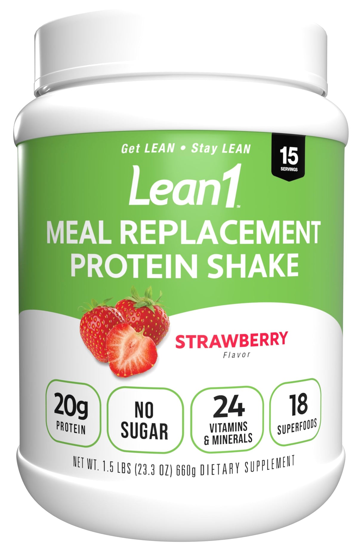 LEAN1 Protein Powder 771g front view with packaging