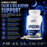 Leaping Lynx Apigenin Supplement capsules in a hand