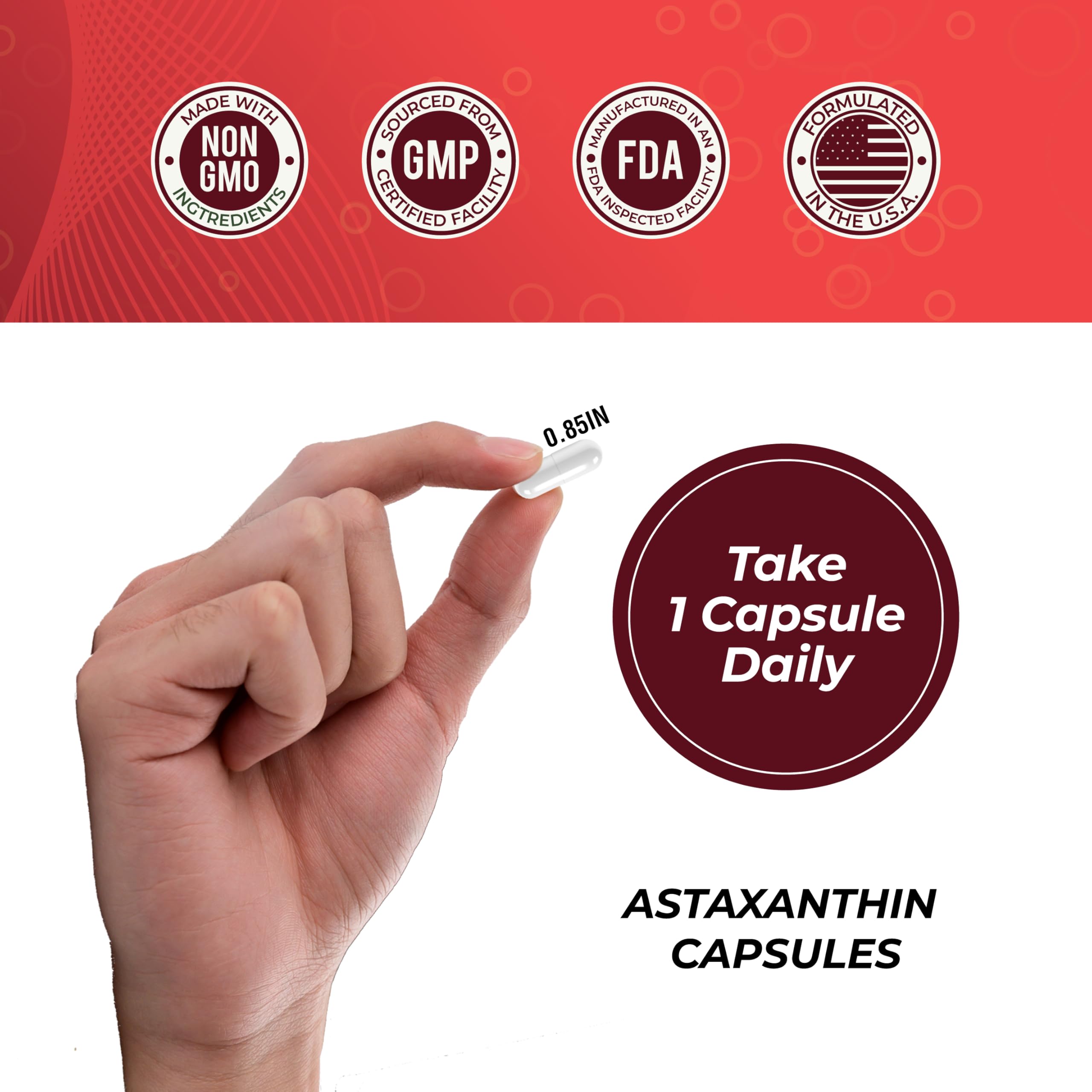 Leaping Lynx Astaxanthin capsules on a wooden table
