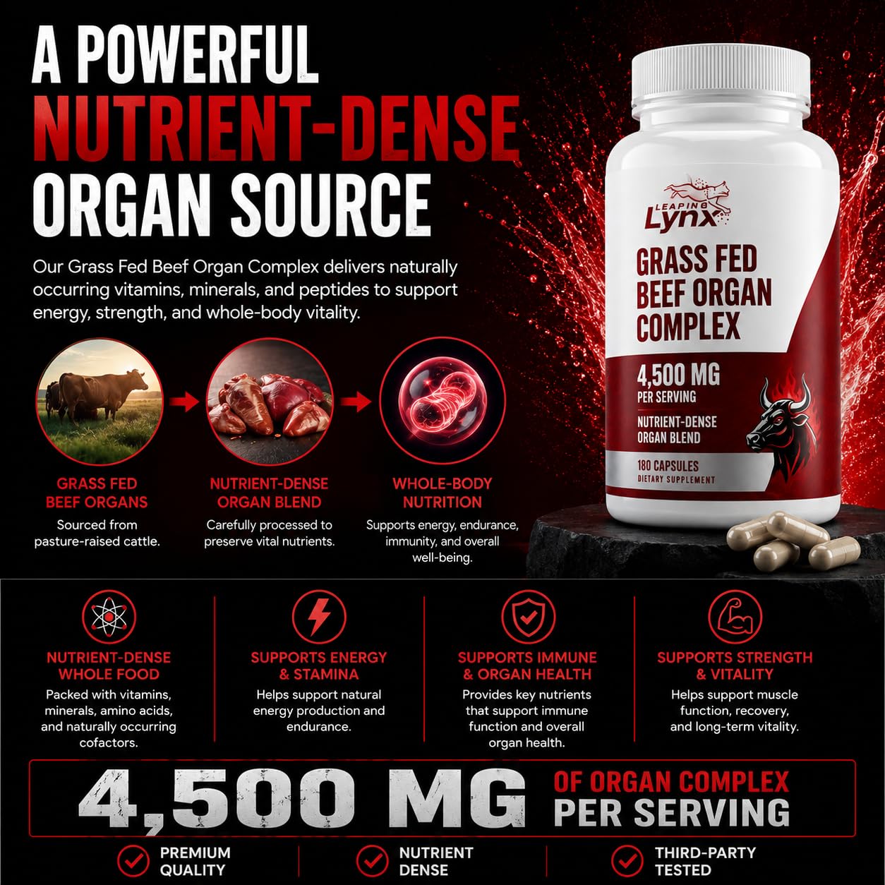 Leaping Lynx Beef Liver Capsules 180 count packaging