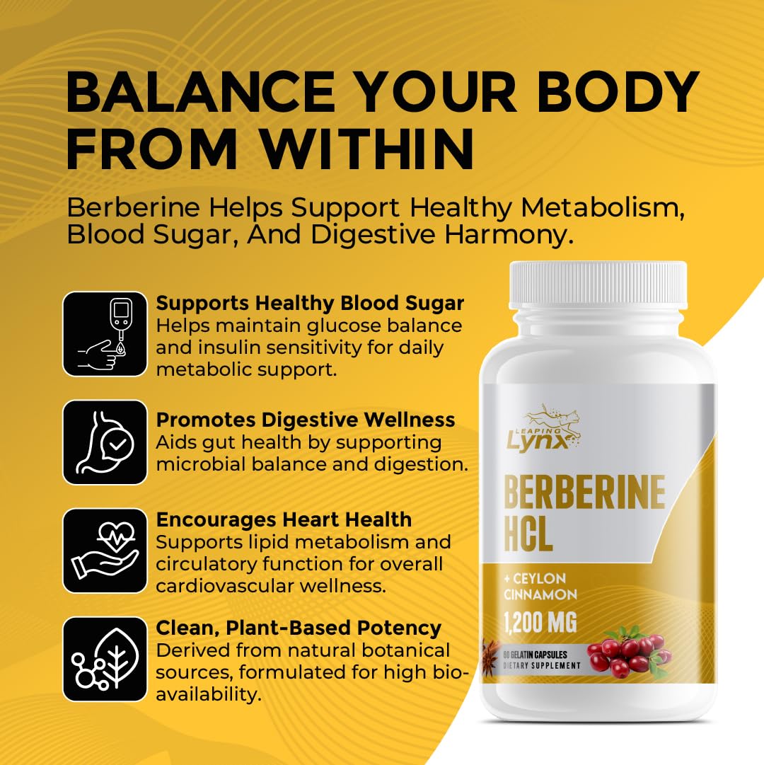 Leaping Lynx Berberine HCl capsules in hand
