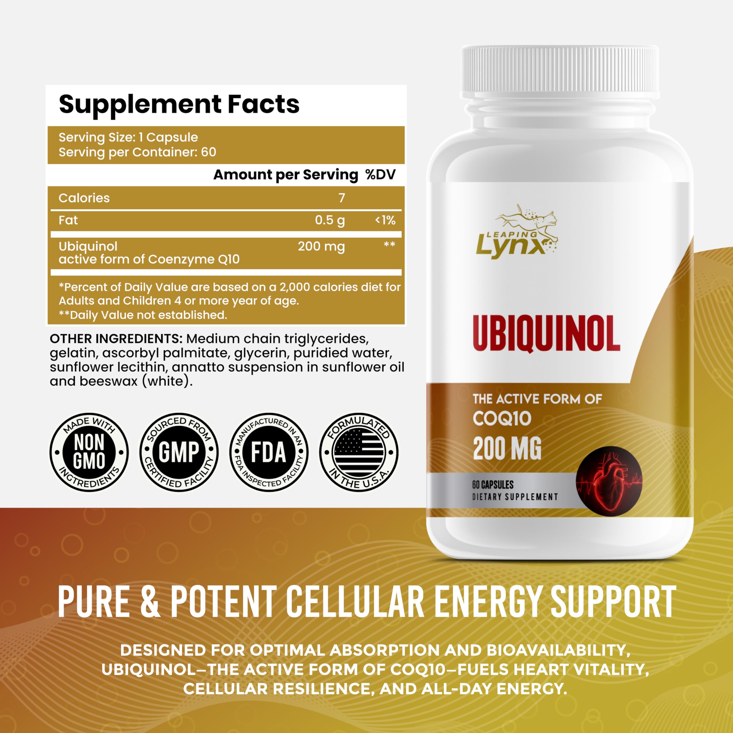 Leaping Lynx CoQ10 Ubiquinol packaging side view