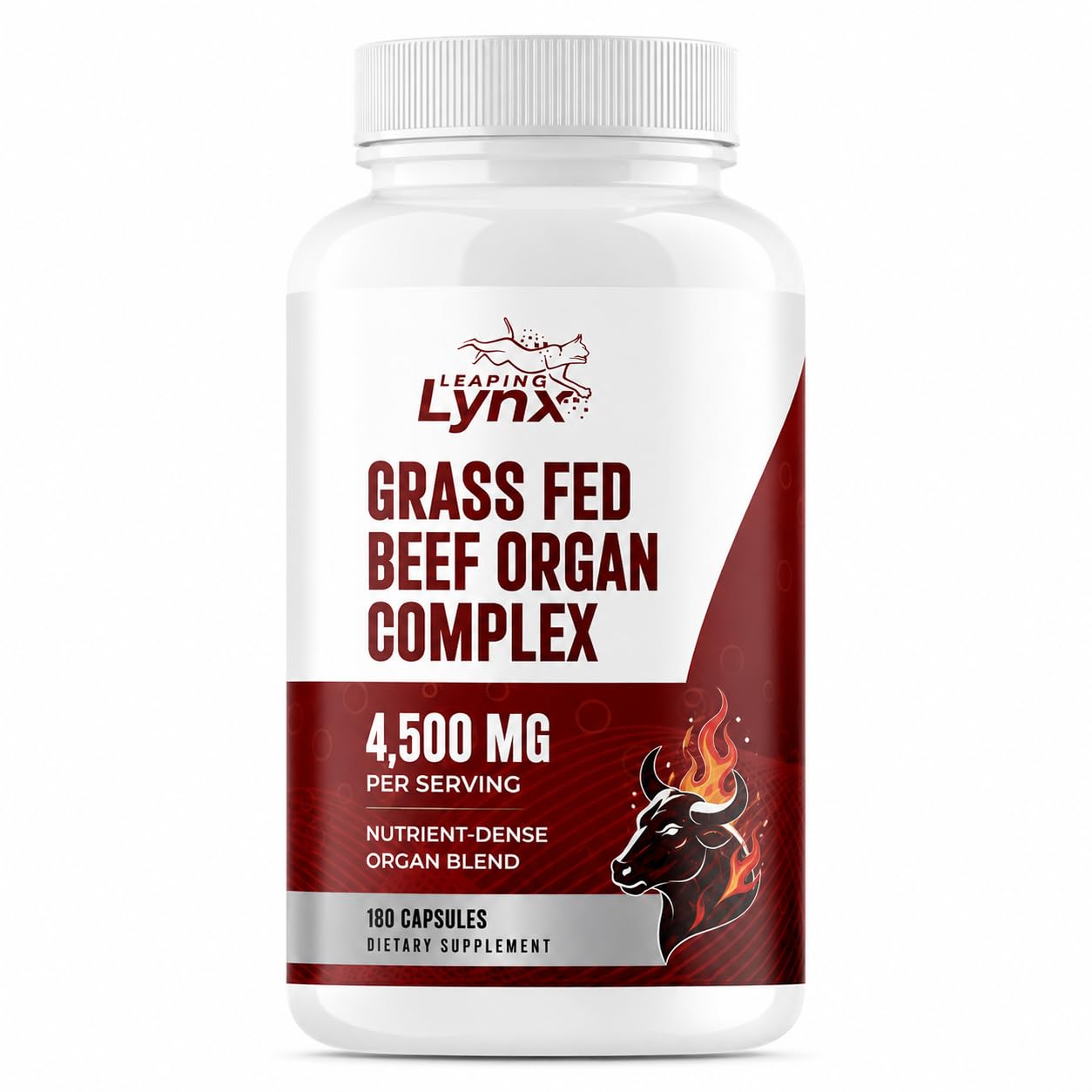 Leaping Lynx Grass Fed Beef Liver Capsules bottle front view