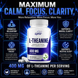 Leaping Lynx L-Theanine Supplement 400mg side view of bottle