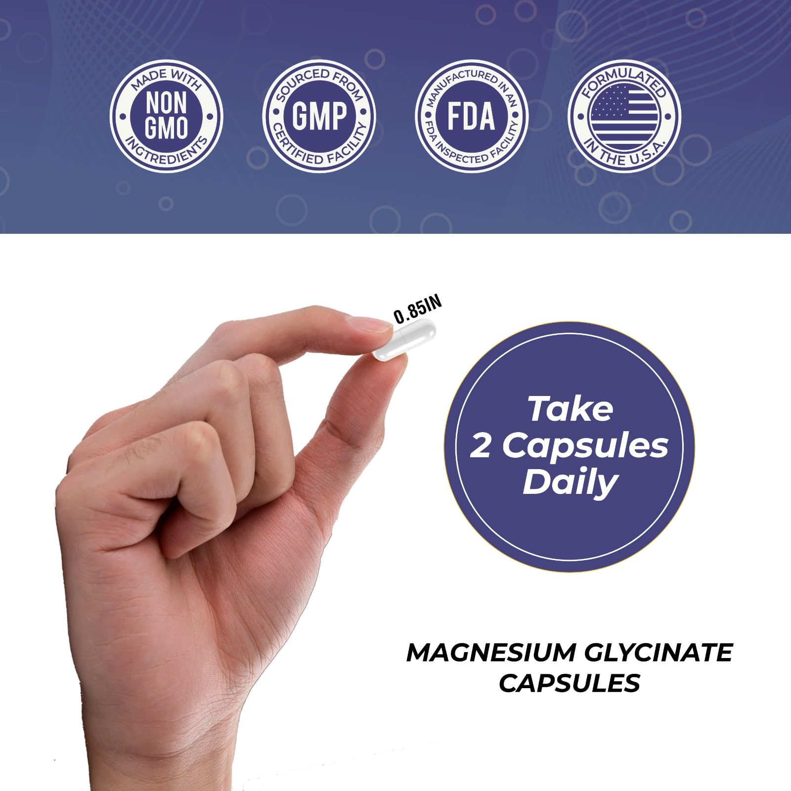 Leaping Lynx Magnesium Glycinate 120 capsules back view