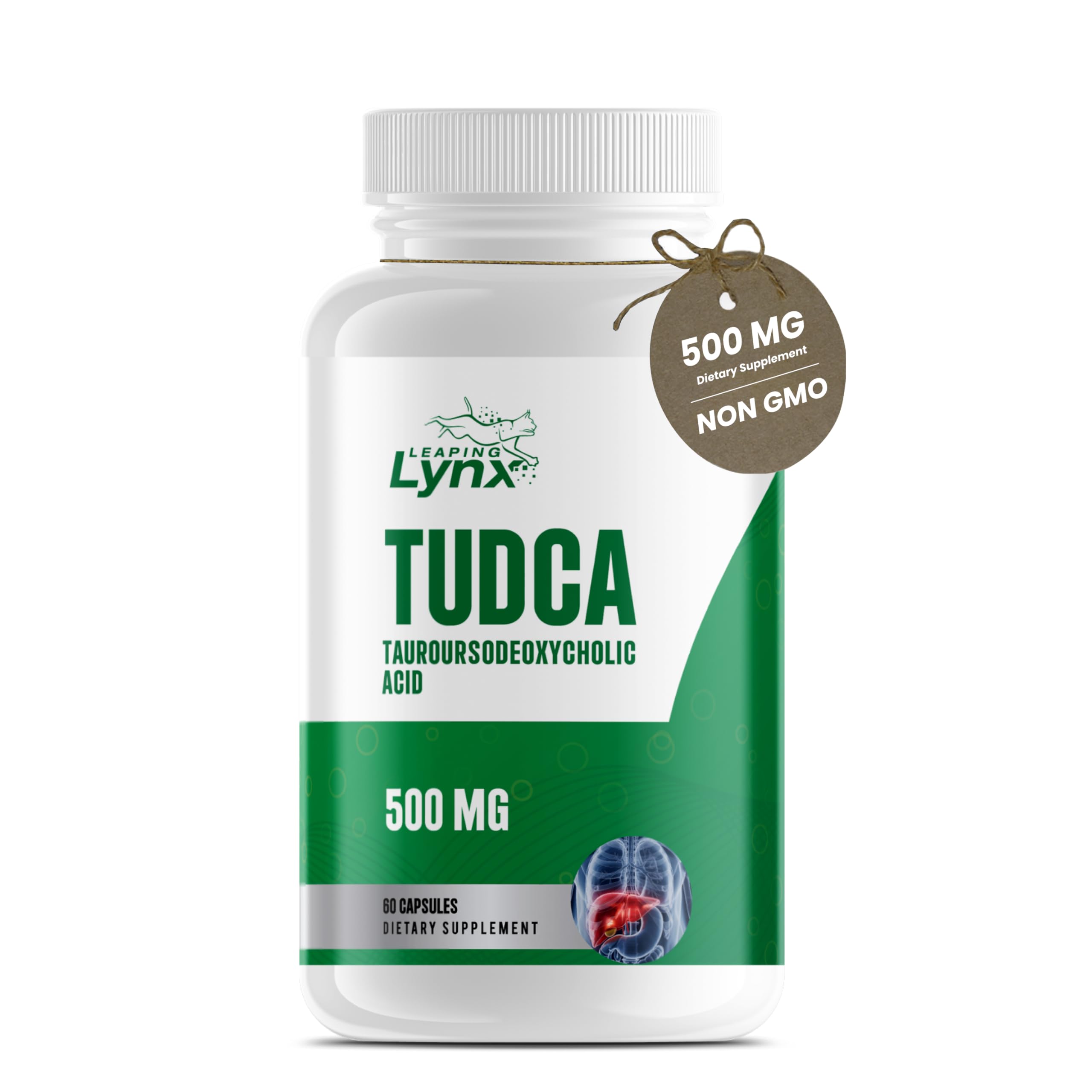 Leaping Lynx TUDCA 500mg supplement front view