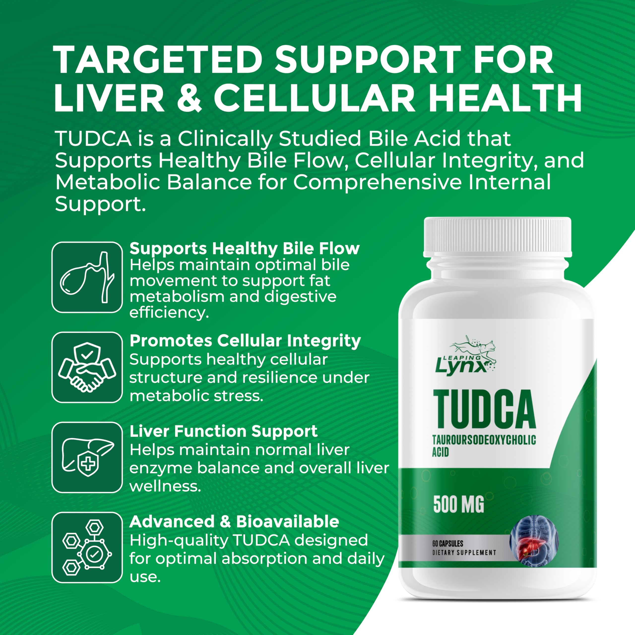 Leaping Lynx TUDCA 500mg supplement lifestyle image