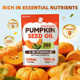 Lecory Pumpkin Seed Oil Softgels on a wooden table