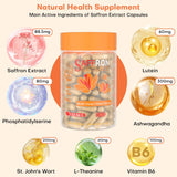 LeCozz Saffron Supplement Capsules on a wooden table with natural light