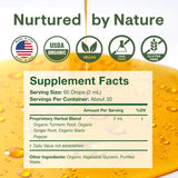 Leefy Turmeric Liquid Supplement with a measuring spoon