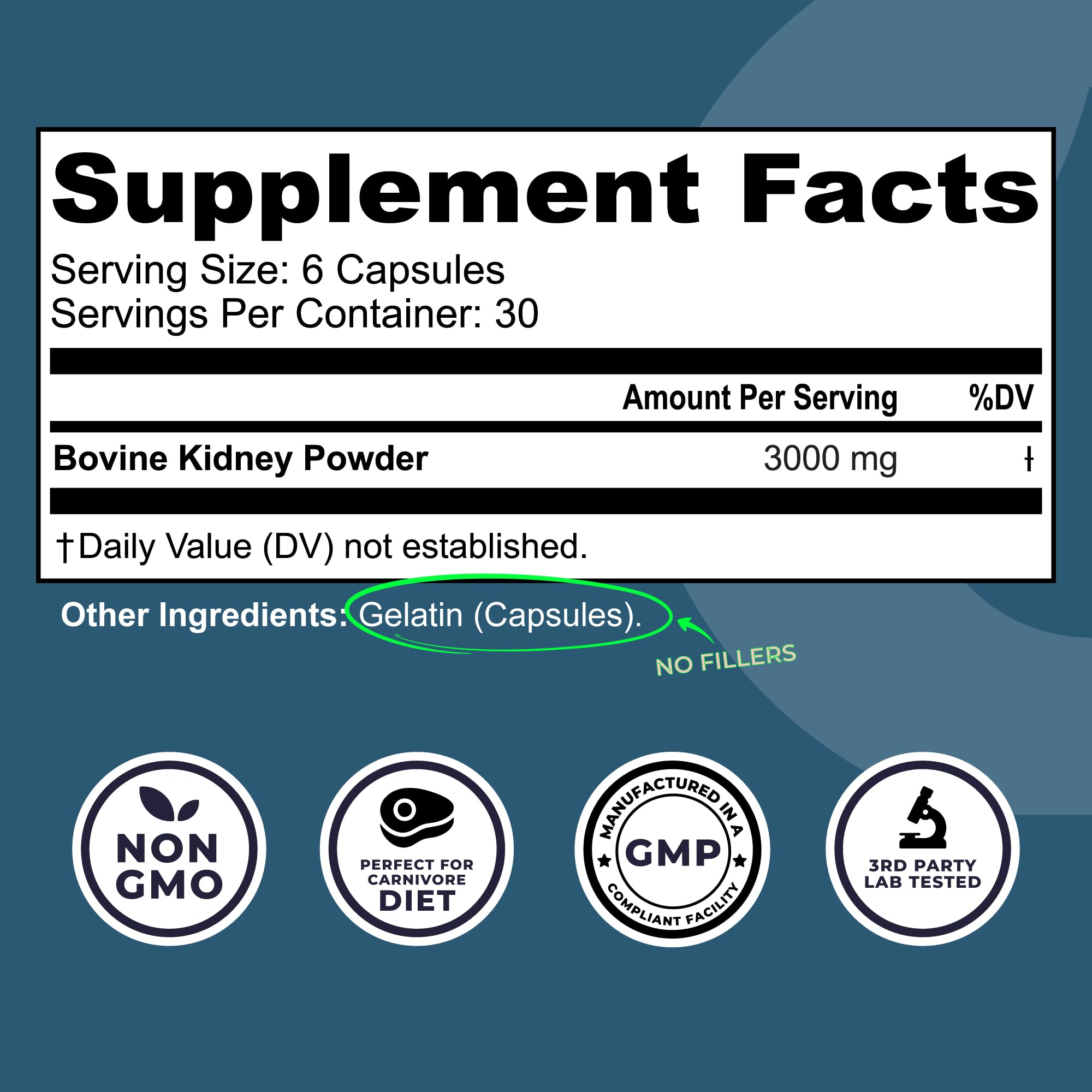 Left Coast Performance Beef Kidney Capsules side view