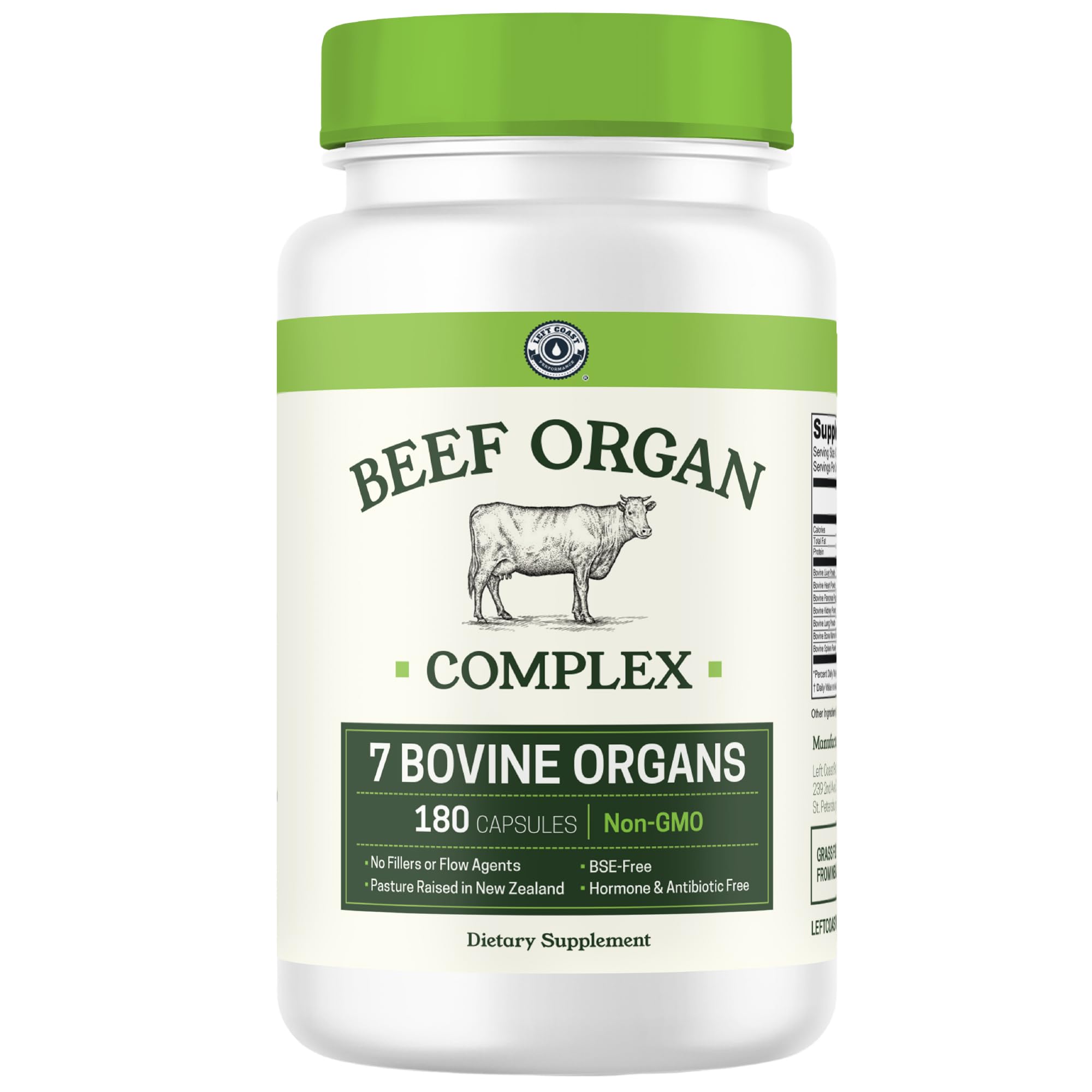 Left Coast Performance Beef Organ Supplement 150g front view