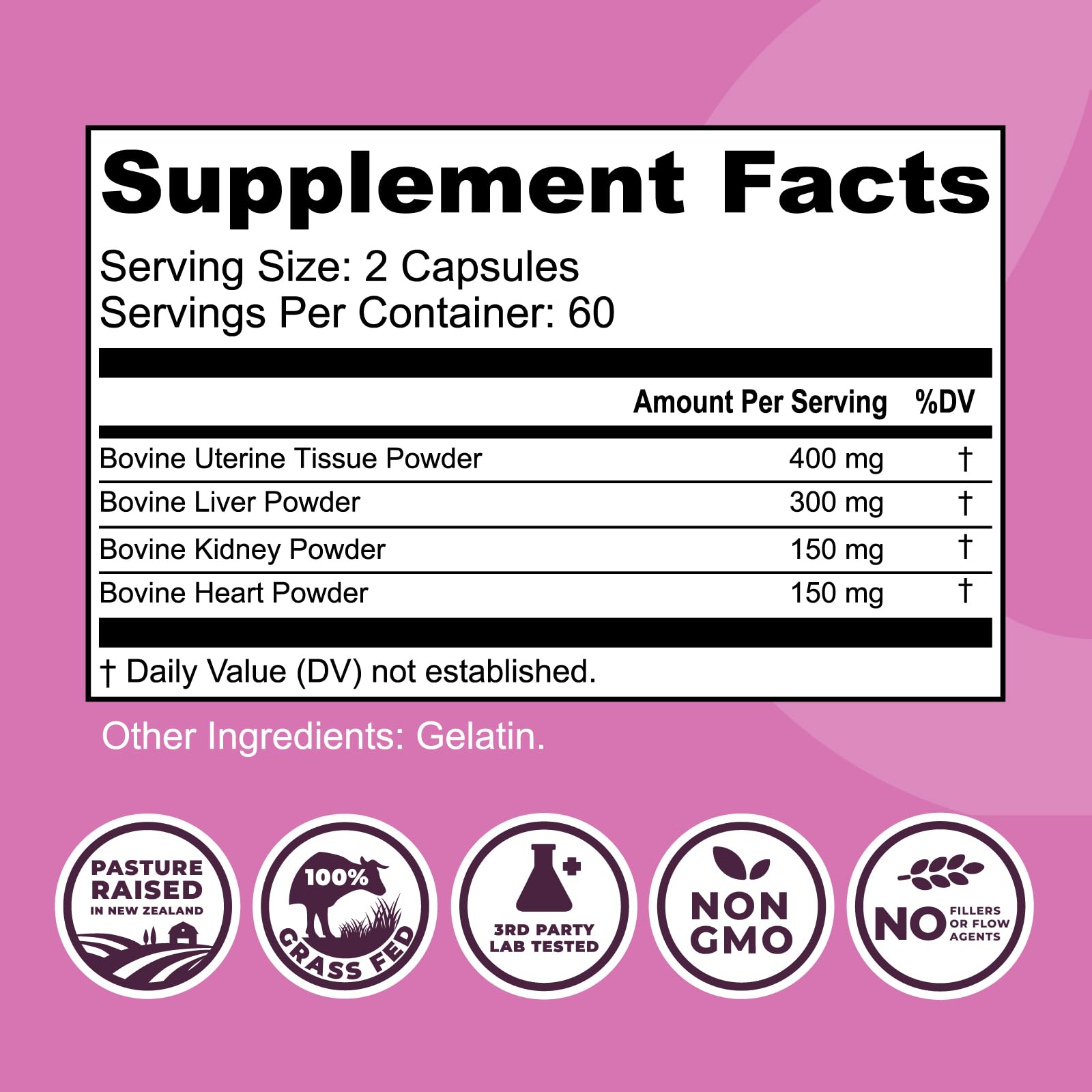 Left Coast Performance Beef Organs Supplement for Women, capsule close-up