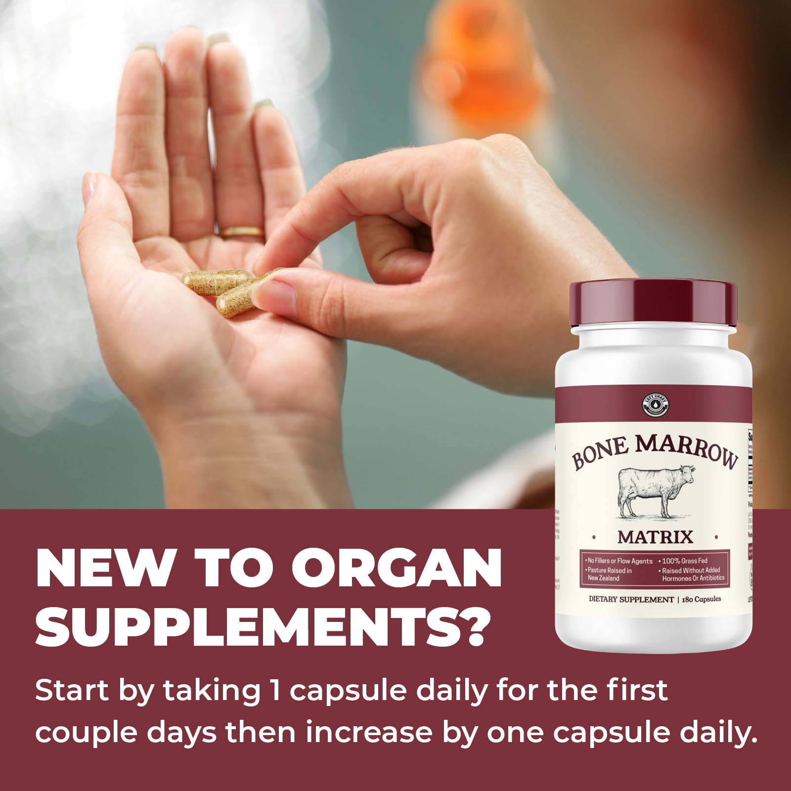 Left Coast Performance Bovine Bone Marrow Capsules bottle with label