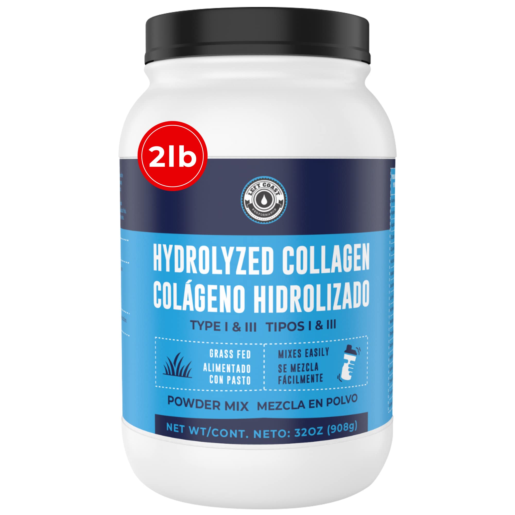 Left Coast Performance Collagen Peptides 32oz front view