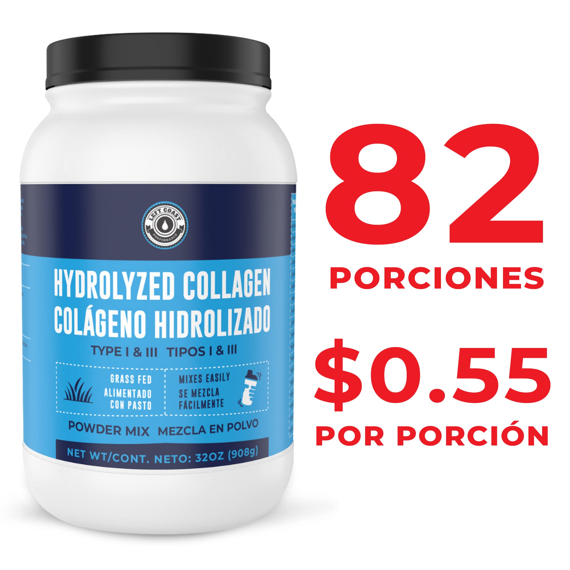 Left Coast Performance Collagen Peptides packaging side view