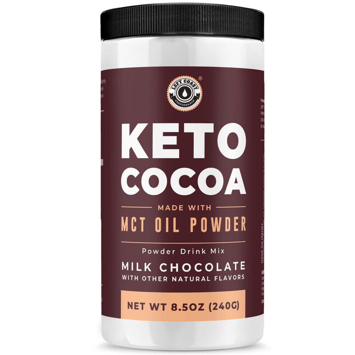 Left Coast Performance Keto Friendly Hot Chocolate Drink Mix 240g front view
