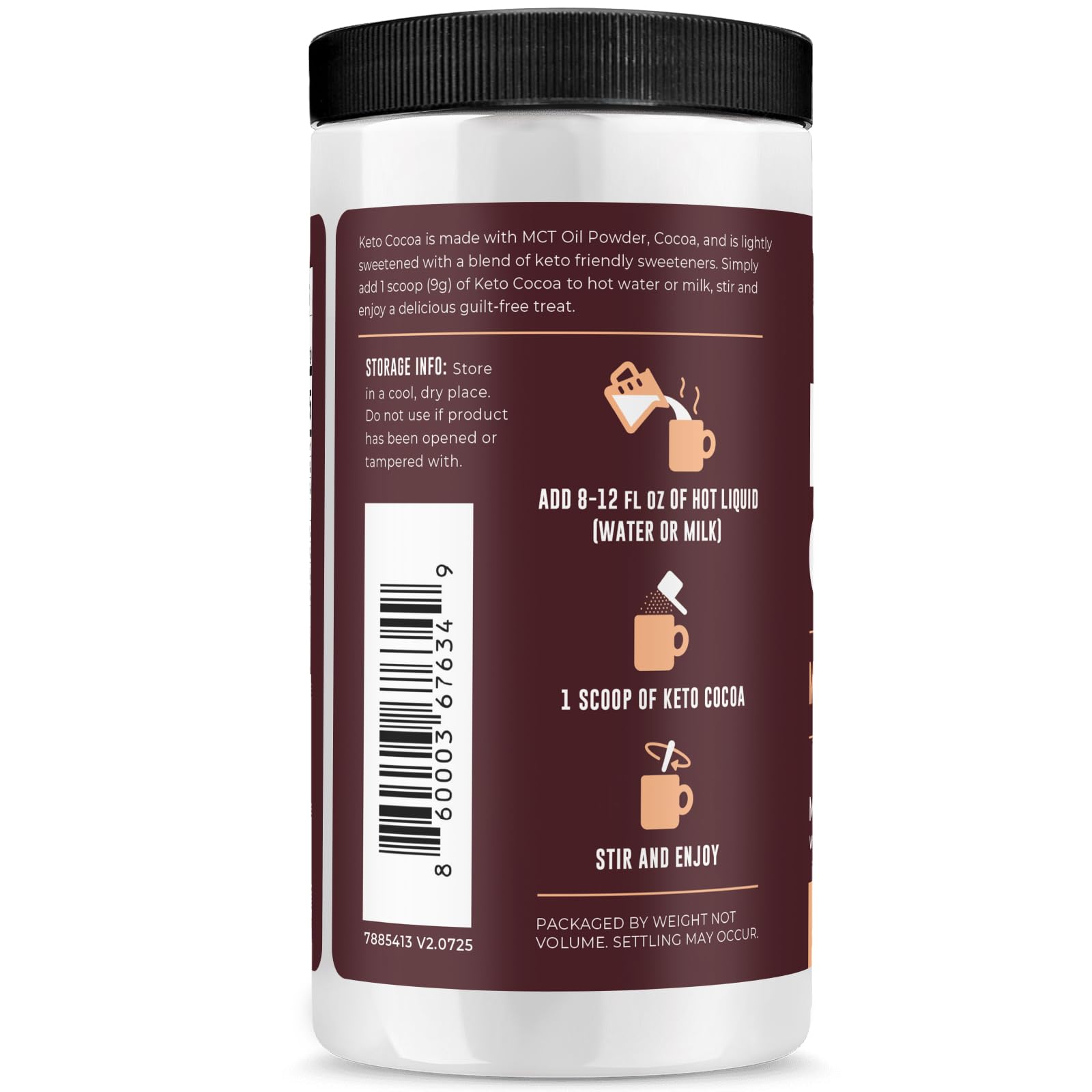 Left Coast Performance Keto Friendly Hot Chocolate Drink Mix 240g nutritional information
