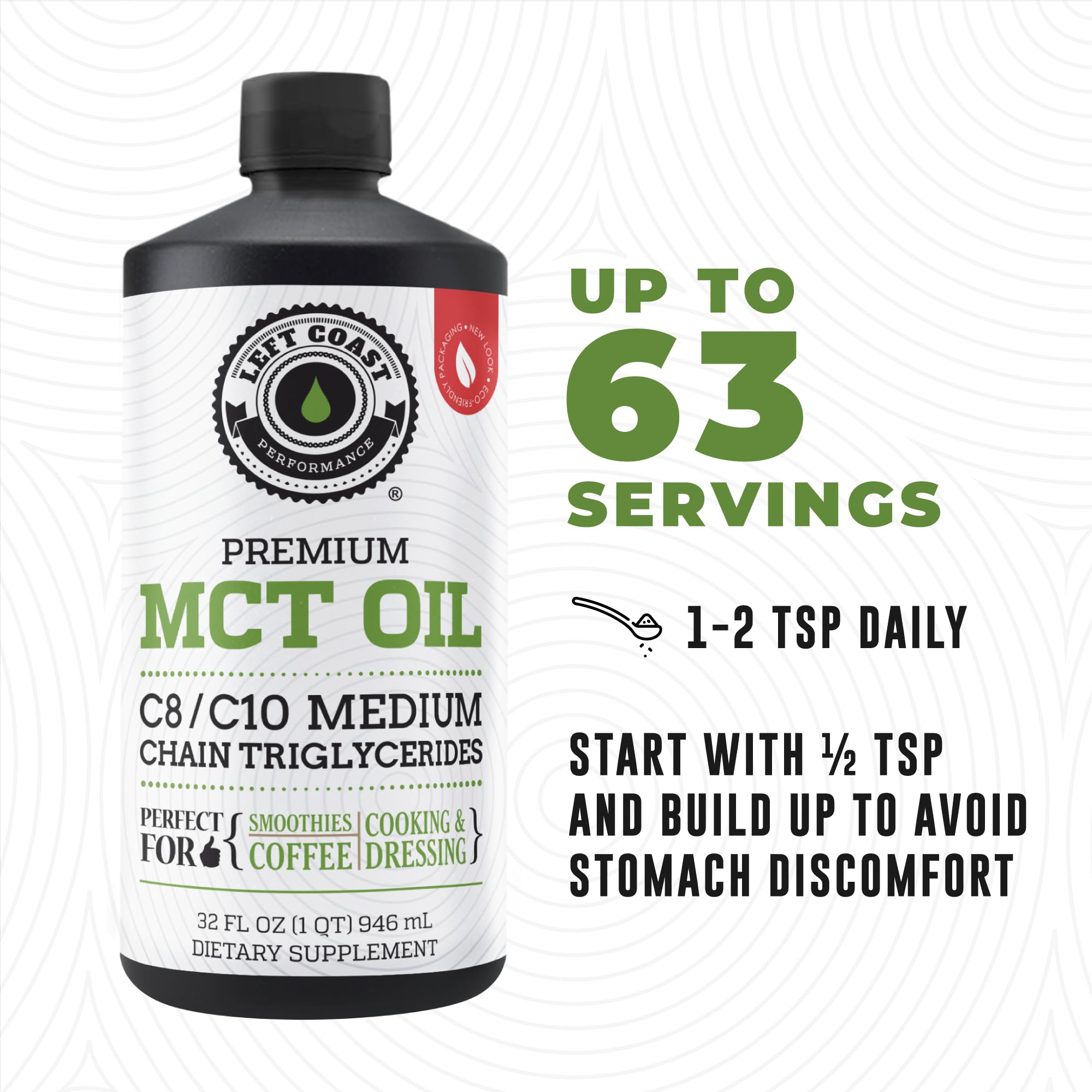 Left Coast Performance MCT Oil alongside keto ingredients