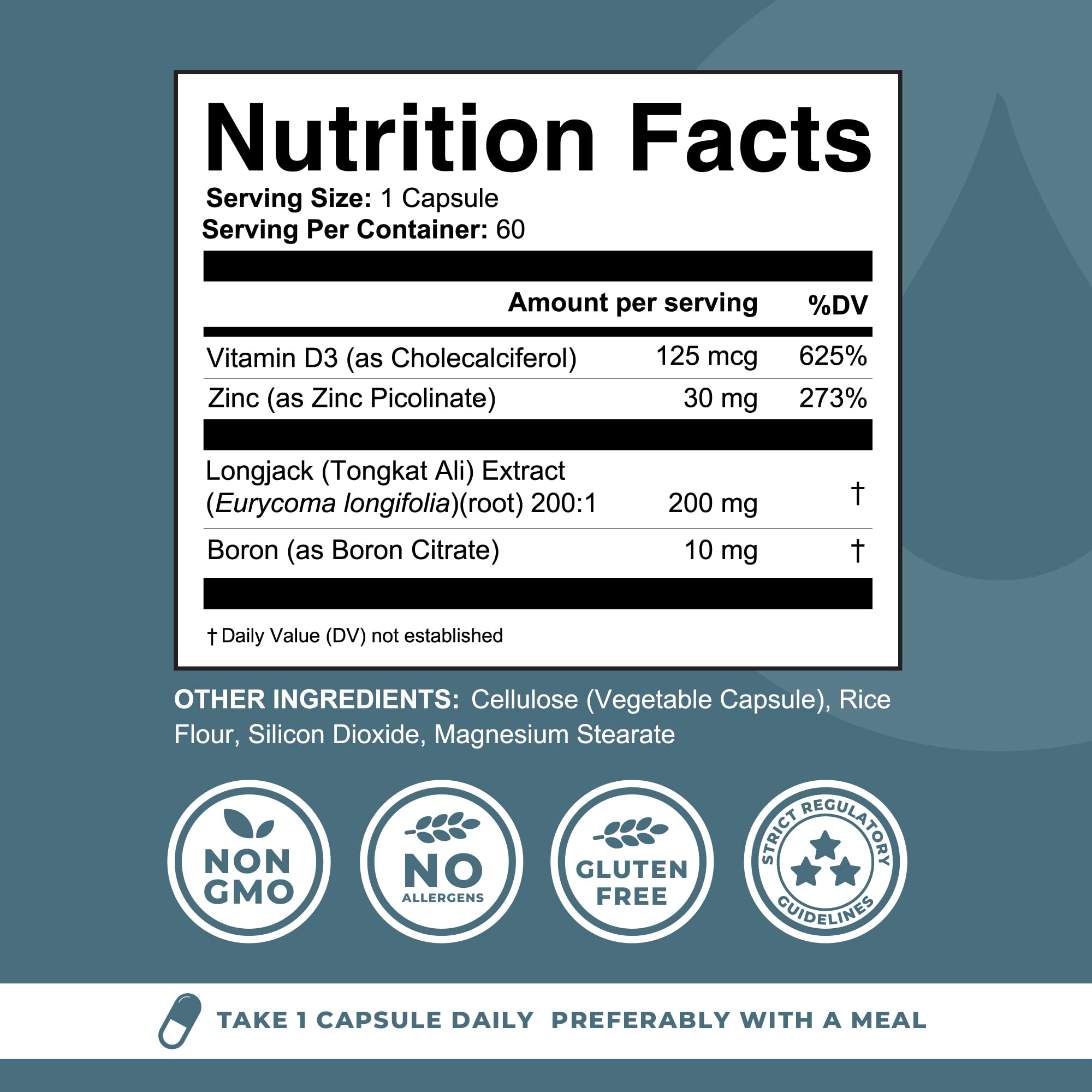Left Coast Performance Men's Health Supplement back view with ingredient list