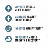 Left Coast Performance Men's Health Supplement packaging on a wooden table