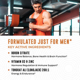 Left Coast Performance Men's Health Supplement side view showing capsule size