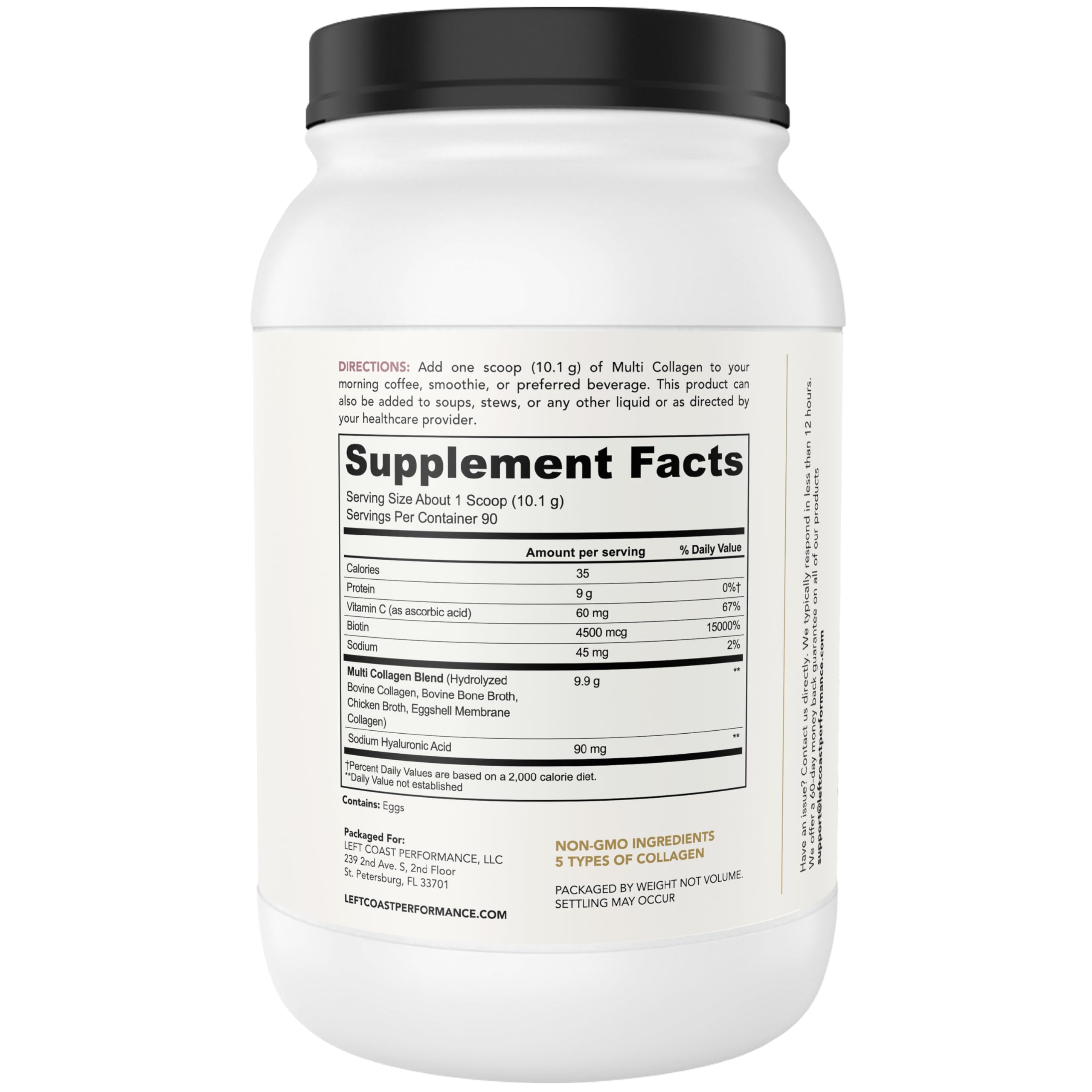 Left Coast Performance Multi Collagen Protein Powder 2LB nutritional information