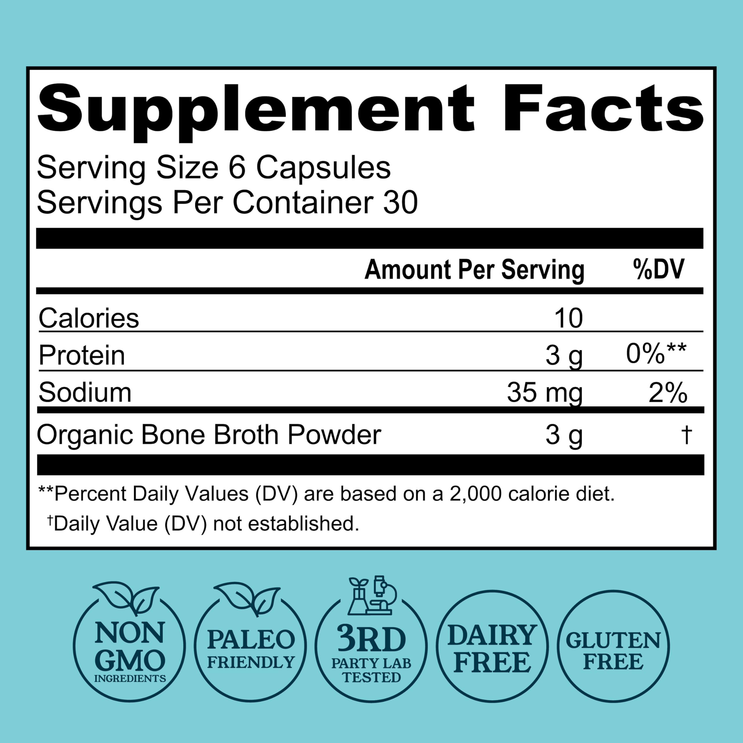 Left Coast Performance Organic Bone Broth Capsules side view