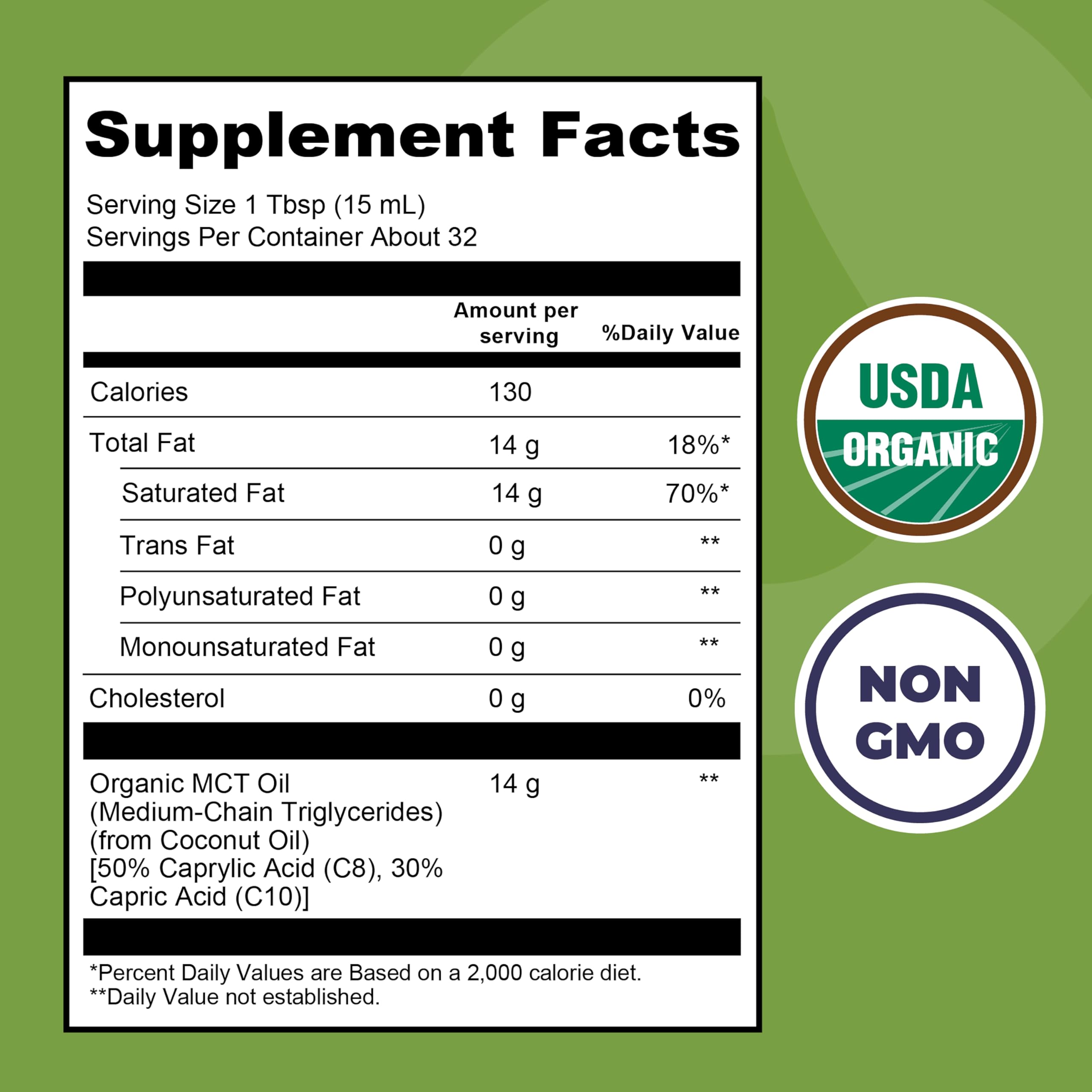 Left Coast Performance Organic MCT Oil 508g bottle side view