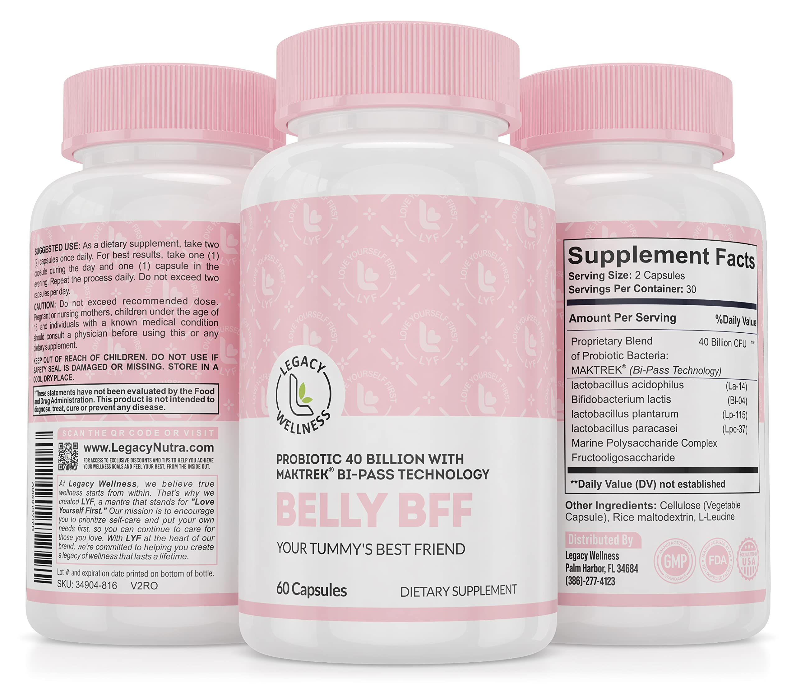 LegacyNutra BELLY BFF Probiotic Supplement front view