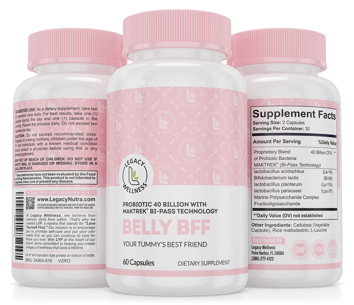 LegacyNutra BELLY BFF Probiotic Supplement front view