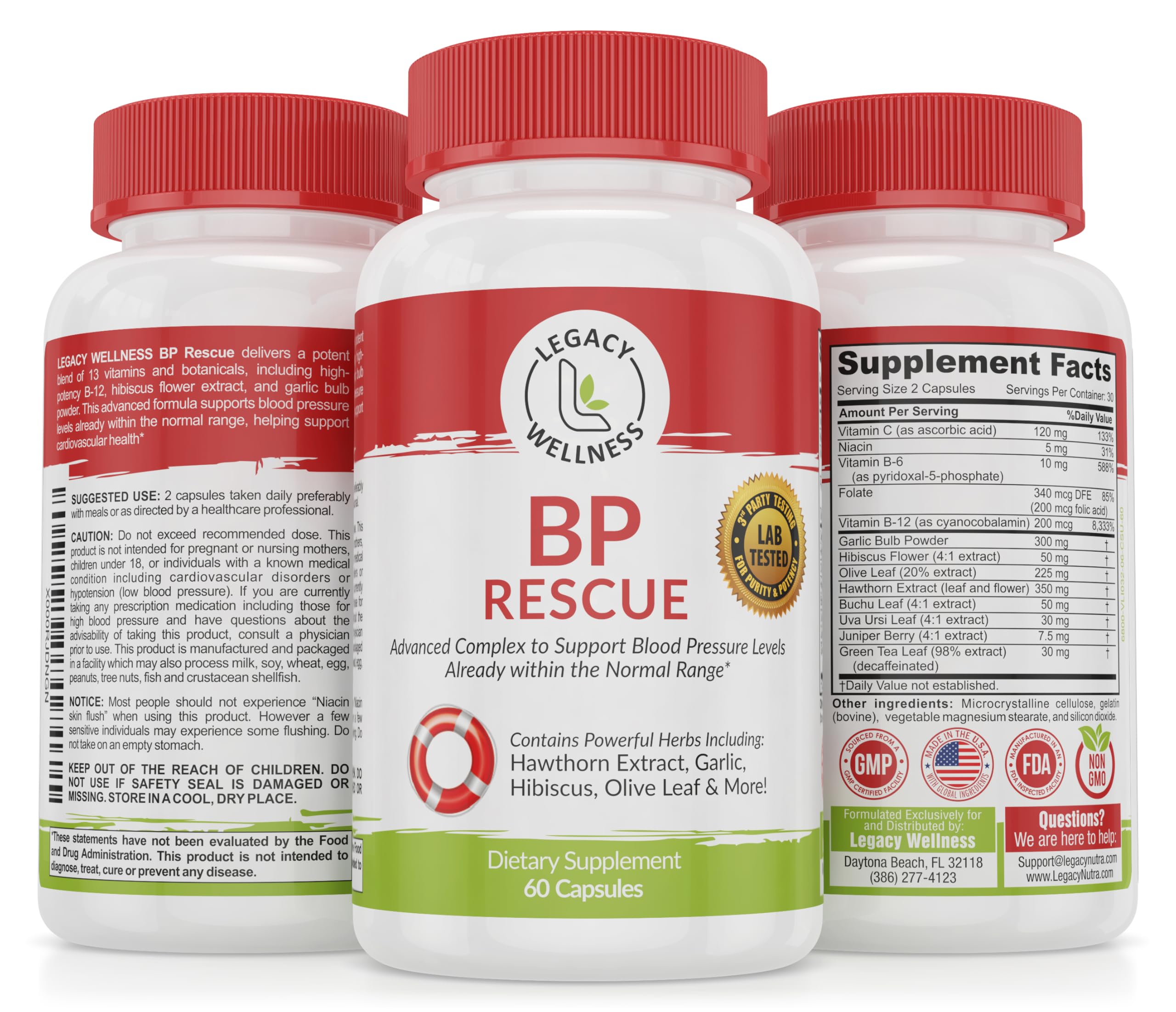LegacyNutra BP RESCUE Blood Pressure Supplement front view