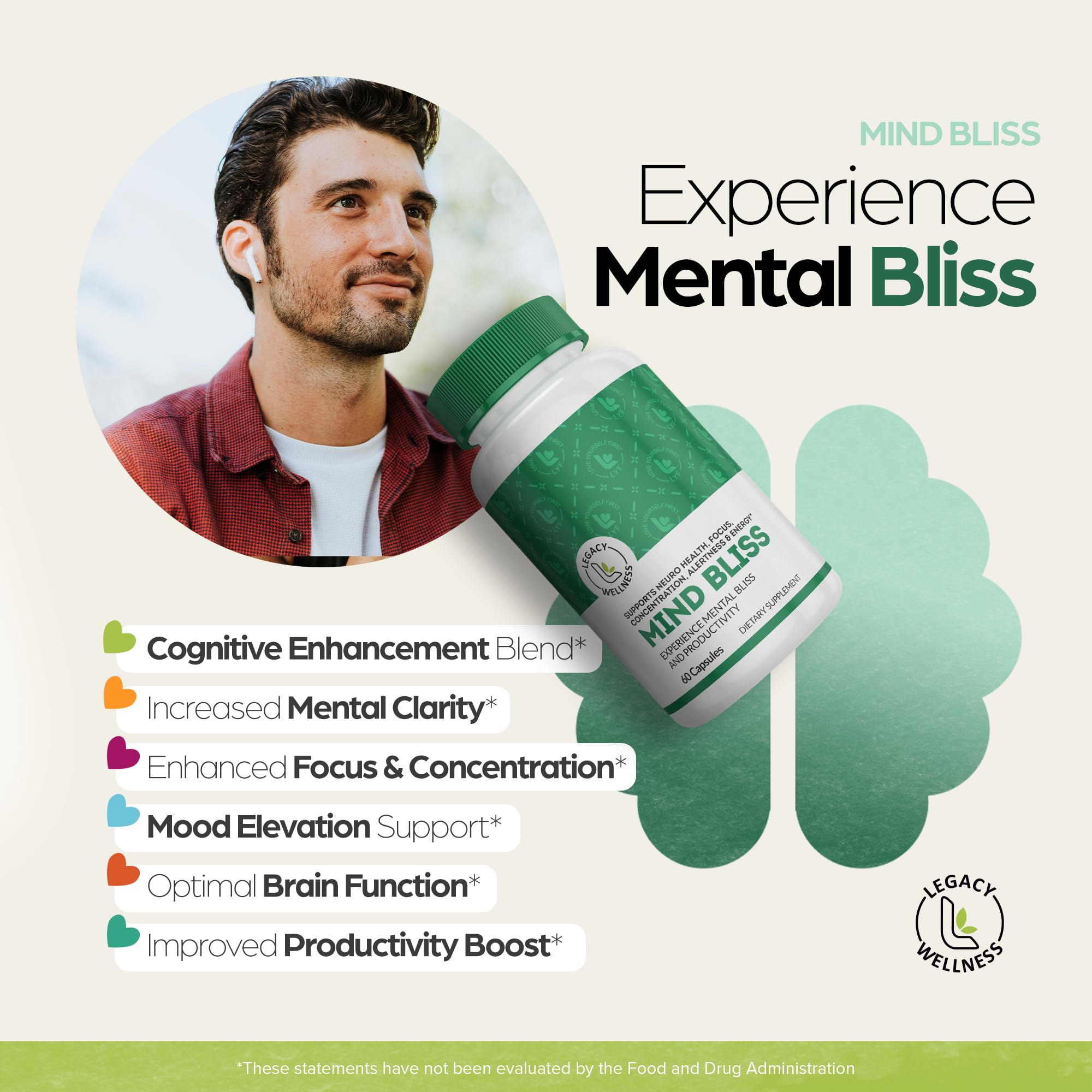 LegacyNutra MIND BLISS Brain Multivitamin bottle with label