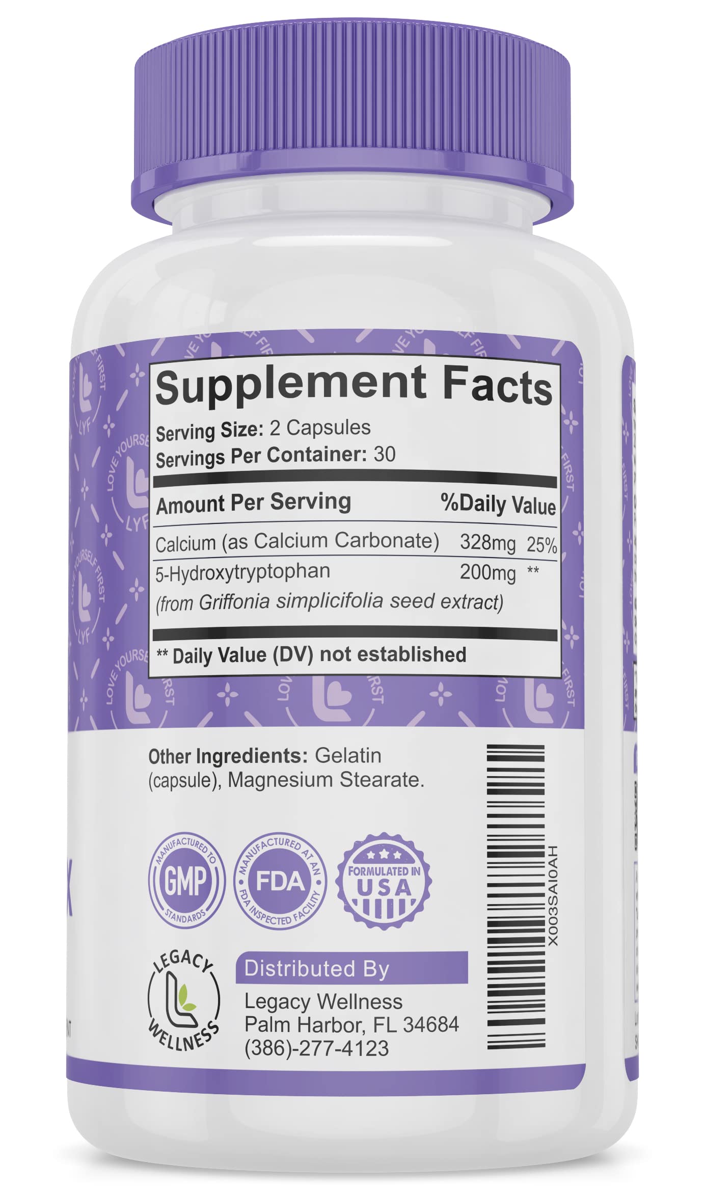 LegacyNutra SERINI-MAX 5-HTP supplement with measuring spoon