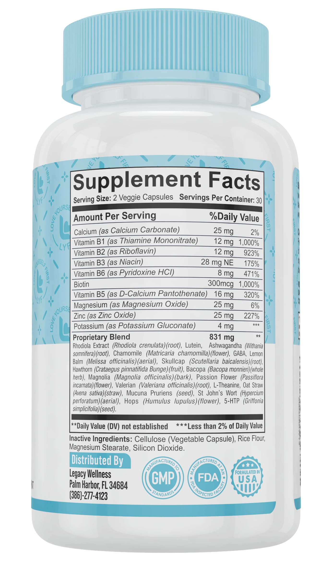 LegacyNutra ZEN EASE Calm Mind Support Supplement on a table