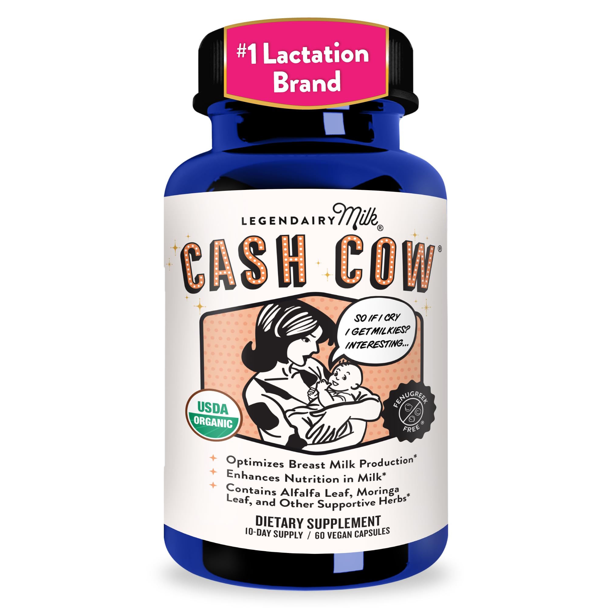 Legendairy Milk Cash Cow Lactation Supplement 60 Capsules front view
