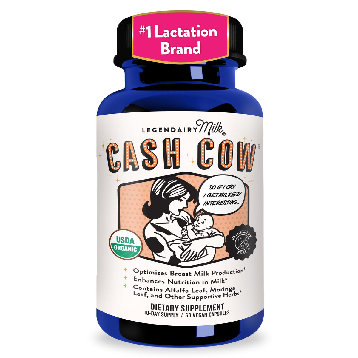 Legendairy Milk Cash Cow Lactation Supplement 60 Capsules front view