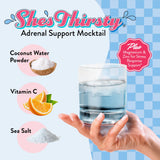 Legendairy Milk She's Thirsty Coconut Water Electrolyte Mix stick pack in a glass of water