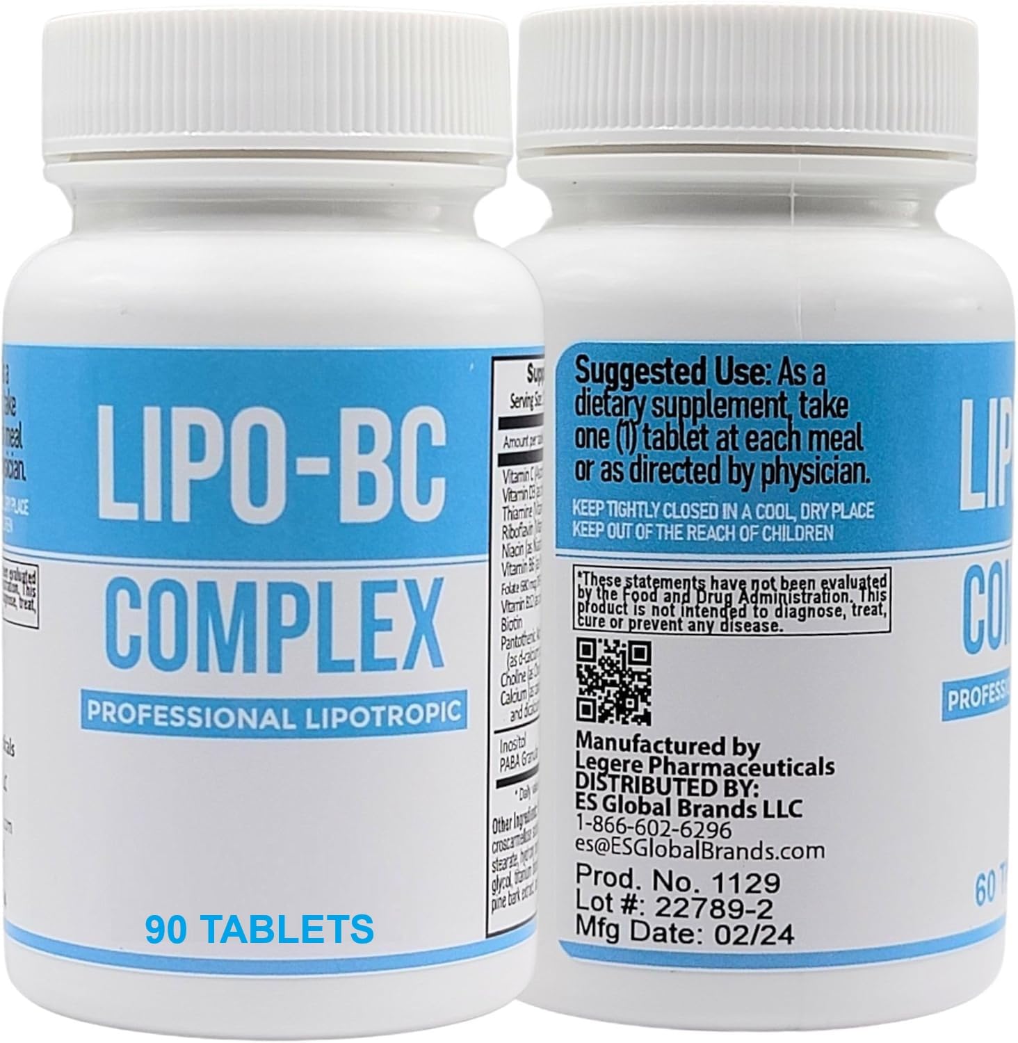 Legere Pharmaceuticals Lipo B Complex Lipotropic Tablets bottle with label