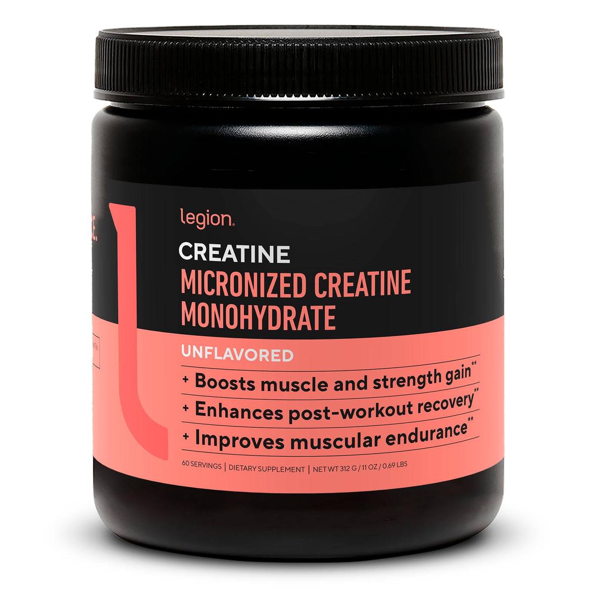 LEGION Creatine Monohydrate Powder 313g front view