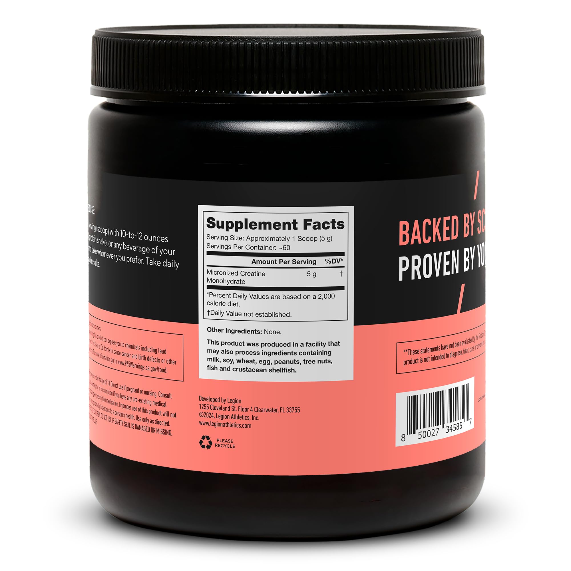 LEGION Creatine Monohydrate Powder 313g packaging