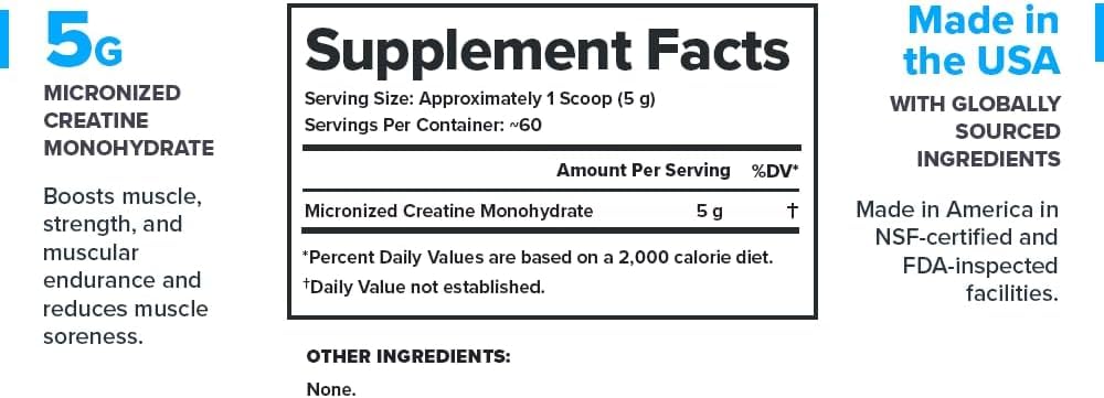 LEGION Creatine Monohydrate Powder 313g side view