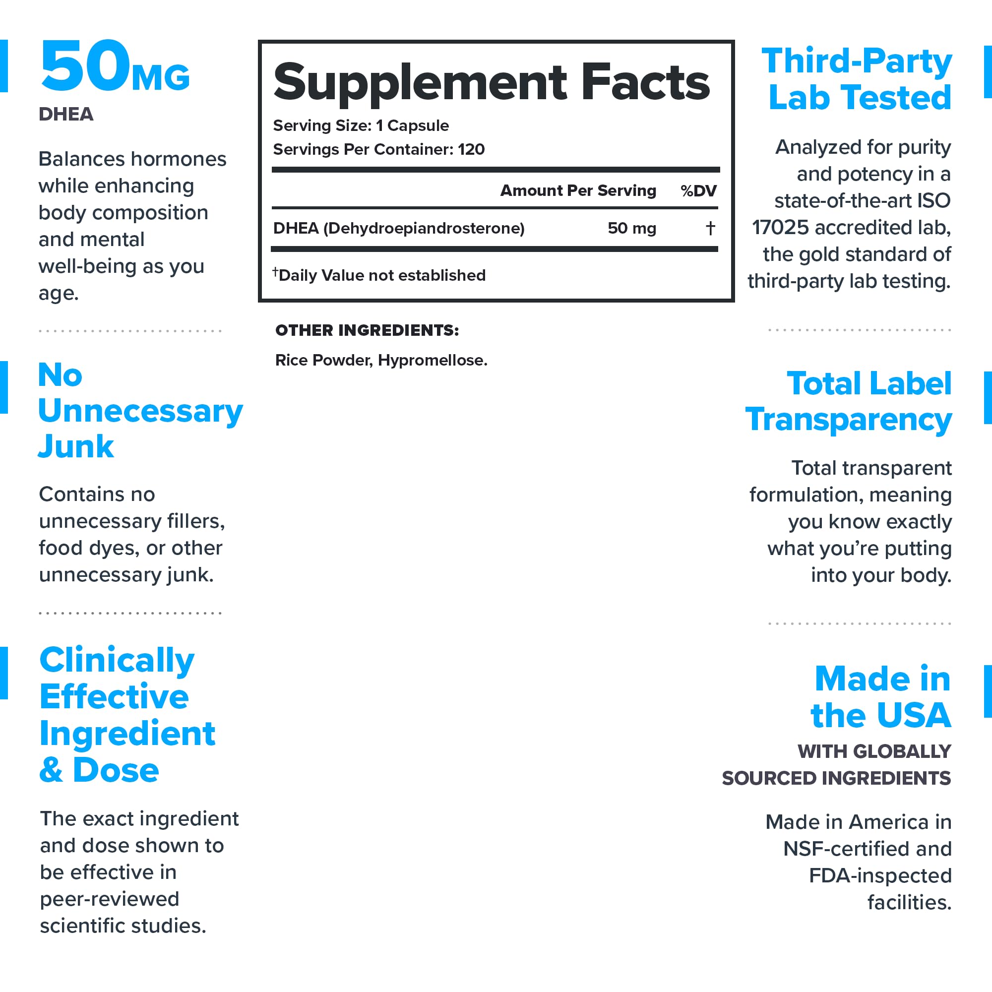 LEGION DHEA supplement bottle with 60 capsules