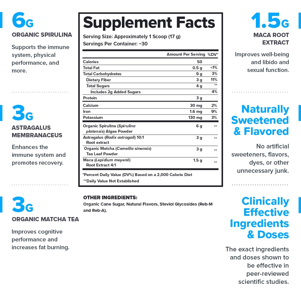 LEGION Genesis Spirulina Powder packaging side view