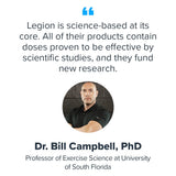 LEGION HMB Capsules 3000mg packaging with dimensions