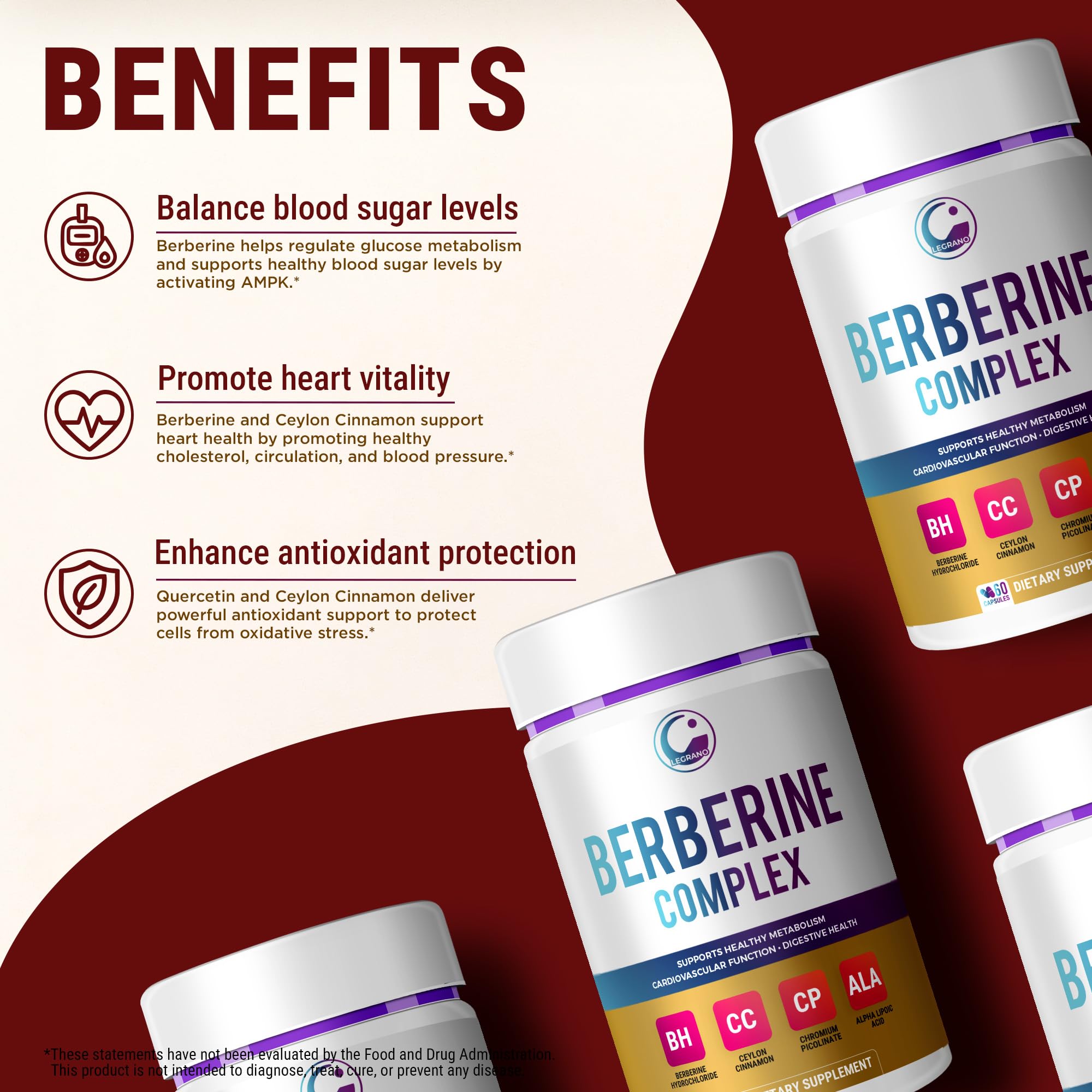 LEGRANO Berberine HCL 500mg supplement ingredients list